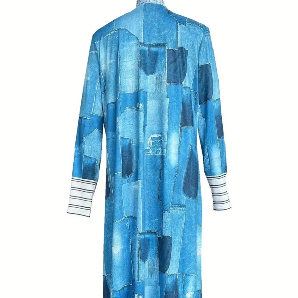 Patchwork long length cardigan. - Picture 2 of 4